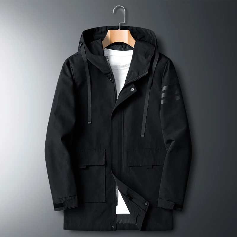 4XL 5XL 6XL 7XL 8XL большого размера, модная камуфляжная куртка 2020, осенняя брендовая одежда, мужской повседневный длинный тренч с капюшоном, куртка