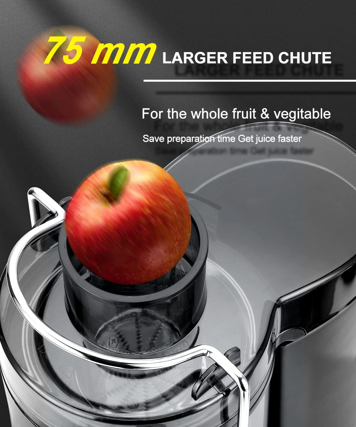 Соковыжималка мощностью 600 Вт, 3 скорости, с 3-дюймовым загрузочным желобом, Соковыжималка для целых фруктов и овощей, Можно мыть в посудомоечной машине, BPA-Fr