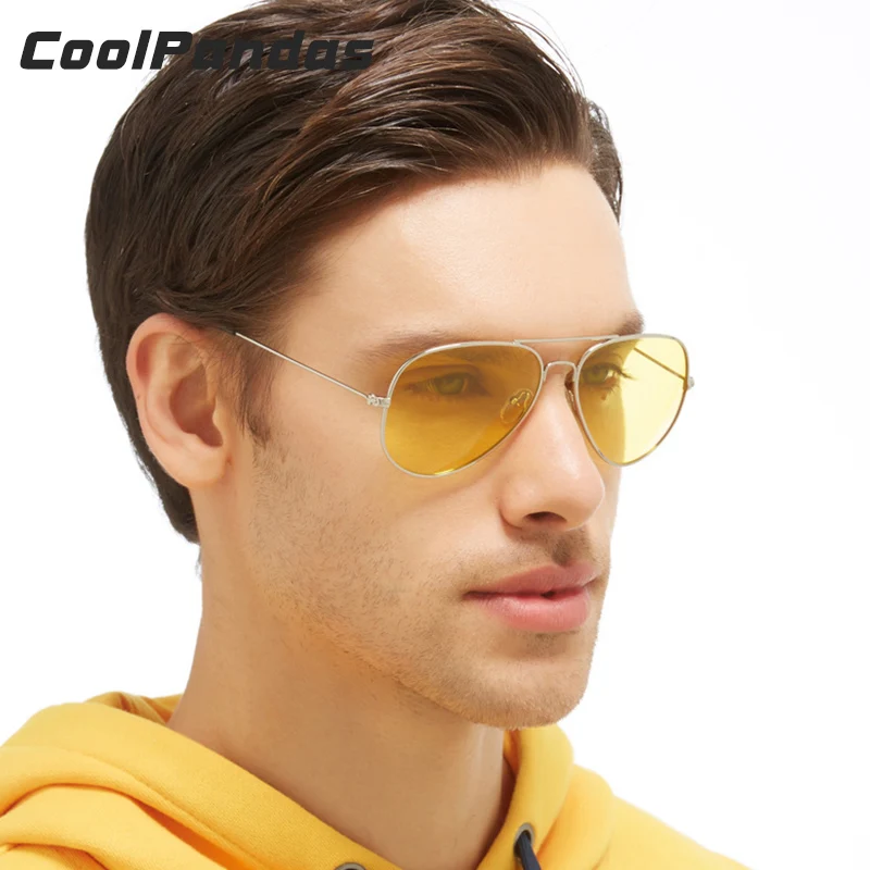 Пилот Авиационные Желтые Солнцезащитные очки ночного видения для вождения, Мужские И женские солнцезащитные очки, Очки UV400, Очки для водителя, Очки gafas de sol 3025