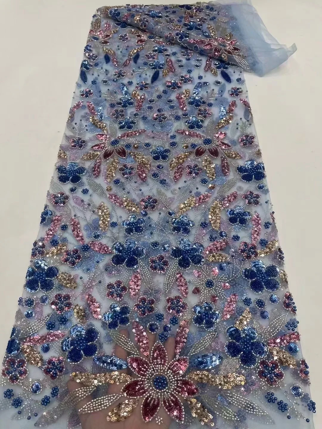Роскошный Африканский Жених Кружевная ткань с пайетками Высокого Качества 2022, Вышивка тяжелыми Бусинами, Французский Тюль, Кружевное Нигерийское Свадебное платье