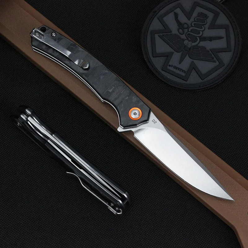 GT964 Складной кухонный нож D2 Лезвие Ручка из углеродного волокна Карманный открытый Кемпинг Выживание Тактические охотничьи Ножи EDC Инструменты