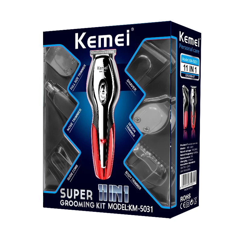 Kemei 11 в 1 Профессиональная Электрическая машинка для стрижки волос для мужчин, бритва для бороды, инструмент для удаления волос, инструмент для укладки KM-5031