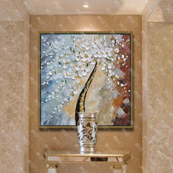 100% ручная роспись Золотого и белого Денежного дерева, современные абстрактные картины маслом на холсте, настенные художественные картины, украшения для дома
