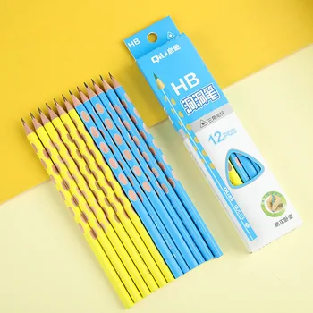 12шт Паз треугольник деревянный карандаш HB для коррекции осанки карандаш для письма школьные канцелярские принадлежности стандартный карандаш качества
