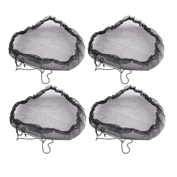 4 шт., черный сетчатый чехол для дождевой бочки - Сетчатый чехол для дождевой бочки с завязками для предотвращения опавших листьев и мелких предметов