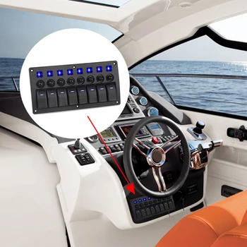 8 Банд 12 В Автомобильный Кулисный Светодиодный Панельный Выключатель С Выключателями Для Jeep Switch Panel 12 В 20A 24 В 10A Водонепроницаемый Вкл-Выкл 5pin Лодка Морской