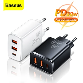 Baseus PD 20 Вт Зарядное устройство USB Type C Для iPhone 14 13 Pro Max Plus Xiaomi 30 Вт Быстрая Зарядка QC3.0 TypeC Зарядное Устройство Адаптер Для зарядки телефона