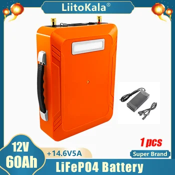 LiitoKala 12V 12,8V 60Ah lifepo4 LED 5v USB для солнечного освещения RV Открытый Кемпинг Солнечная энергия резервного питания гольф-кар + 14,6 V 5A