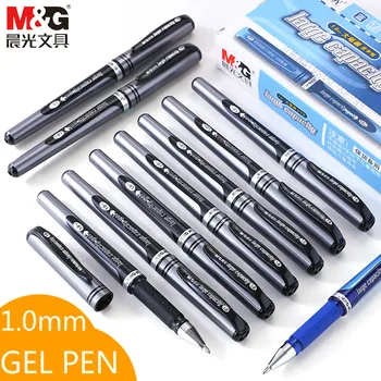 M & G 12 шт., Черная синяя ручка 1,0 мм, гелевая ручка для подписи, Широкие гелевые чернильные ручки, канцелярские принадлежности для школы, канцелярские принадлежности, Милые каваи