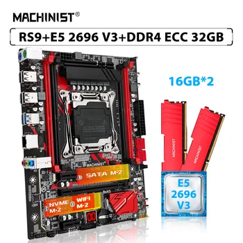 MACHINIST X99 RS9 Комплект материнской платы LGA 2011-3 Combo Xeon Kit E5 2696 V3 Процессор CPU 2 шт. * 16 ГБ = 32 ГБ ECC памяти DDR4 RAM NVME M.2