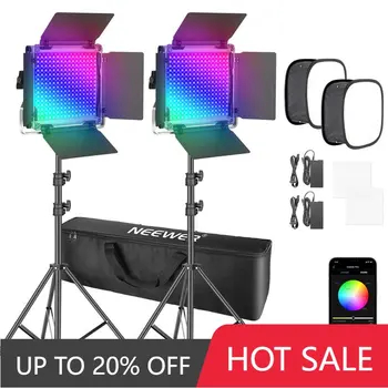 Neewer 2 Упаковки светодиодного видеосвета 530/660 PRO RGB с софтбоксом APP Control, 360 Полноцветный, 50 Вт Видеоосвещение CRI 97