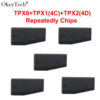 OkeyTech 5 шт./лот, высококачественный автомобильный ключ, оригинал для чипов JMA TPX6, чип-транспондер (TPX6 = TPX1 (4C) + TPX2 (4D)), керамический клонирующий чип