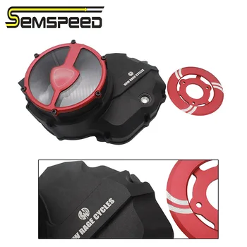 SEMSPEED MONSTER 821 Красный Прозрачный Защитный Кожух крышки двигателя с ЧПУ Для Ducati Monster 821 2018 2019 2020 Защита двигателя