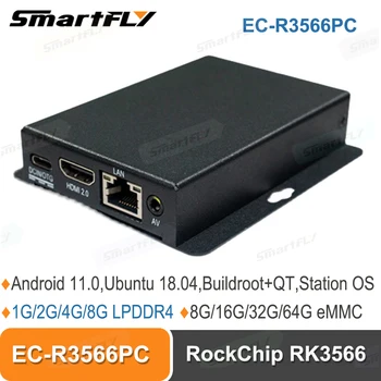 Smartfly EC-R3566PC Четырехъядерный 64-разрядный встраиваемый компьютер RockChip RK3566 1Tops@INT8 RKNN NPU Поддерживает Android 11.0, Ubuntu 18.04