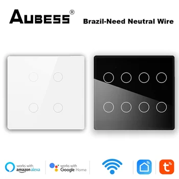 Tuya WiFi Бразилия Умный Выключатель 4/6/8 Банды Настенный Выключатель света Умный Дом Сенсорная панель Работает С Smart Life Alexa Google Home Alice