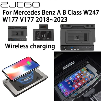 ZJCGO 15 Вт Автомобильный QI Мобильный Телефон Быстрая Зарядка Беспроводное Зарядное Устройство для Mercedes Benz A B Class W247 W177 V177 2018 2019 2020 2021 2022