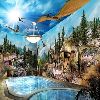 beibehang Обои Настенные Наклейки Динозавры Из 3D Стен papel de parede 3d para sala atacado 3d обои