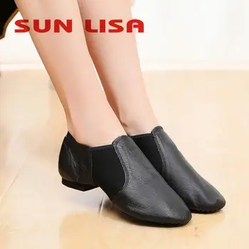 Женская обувь для джазовых танцев SUN LISA, мужские Детские танцевальные кроссовки из свиной кожи с разрезной подошвой, обувь для занятий йогой