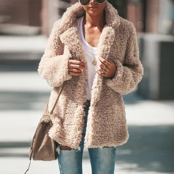Зимнее пальто с отложным воротником для женщин, однотонные однобортные куртки на пуговицах с длинными рукавами, женские куртки 2021, Зимние модные новые пальто