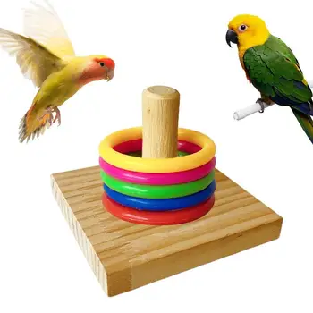 Игрушки для жевания птиц, деревянная клетка для измельчения, игрушки с кольцами, Портативная игрушка для птиц, Волнистые попугайчики, Какаду, Ара, милые игрушки для попугаев