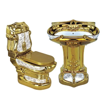Изготовленные на заказ декоративные туалеты для ванной комнаты в королевском стиле, роскошные золотые унитазы