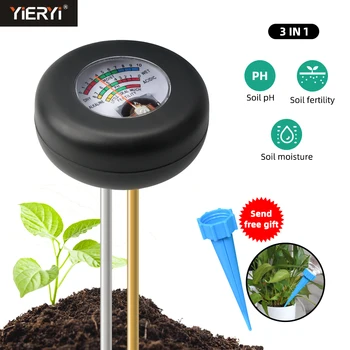 Измеритель влажности почвы 3 в 1, PH, Тестер плодородия, влажности и кислотности, Металлический датчик, Наружный тестовый инструмент для посадки цветов на газонах