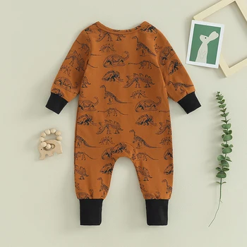 Комбинезон с длинными рукавами в стиле вестерн для маленьких мальчиков и девочек, комбинезон на молнии с коровьим принтом, одежда для новорожденных ковбоев, возвращающихся домой