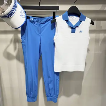 Корейская модная одежда для гольфа, Женский топ без рукавов, Спортивная одежда для улицы, простая универсальная трикотажная майка для тенниса