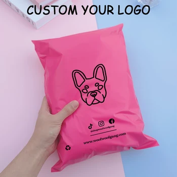 Курьерские сумки с логотипом бренда на заказ, Розовая Пластиковая Поли-сумка для хранения, Конверты, Почтовые сумки, самоклеящиеся пластиковые пакеты с уплотнением