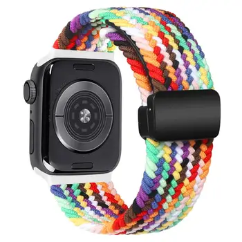 Магнитная пряжка с плетением Для Apple Watch band 44 мм 45 мм 40 мм 49 мм 41 мм 38 мм Нейлоновый браслет iWatch series 8 3 se 6 7 Ultra ремешок