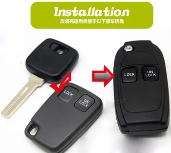 Модифицированный Складной Флип-Корпус дистанционного ключа с 2 Кнопками Для Volvo S40 S60 S80 V40 V70 C70 XC60 XC90 Fob Чехол Для Ключей 2 шт./лот