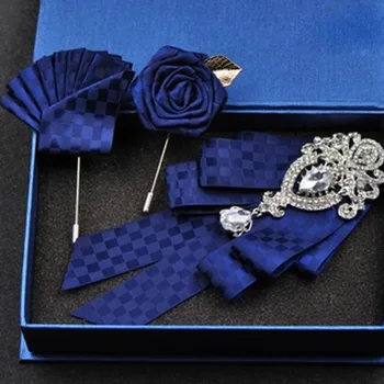 Модный галстук-бабочка ручной работы, свадебный воротник, Роскошный галстук-бабочка со стразами, брошь для галстука, карманное полотенце, квадратный набор, подарок для мужчин, аксессуары