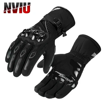 Мотоциклетные перчатки черные гоночные из натуральной кожи, зимние мотоциклетные ветрозащитные водонепроницаемые защитные перчатки Guantes Moto
