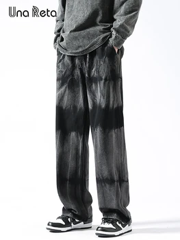 Мужские Джинсы Una Reta в стиле хип-хоп, Новая Мужская одежда с принтом Хай-стрит, Свободные Джинсовые брюки в стиле Харадзюку, Ретро-брюки, Джинсы, мужские