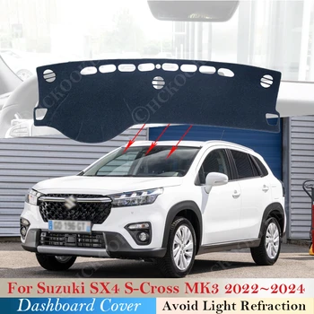 Накладка на приборную панель Коврик для Suzuki SX4 S-Cross MK3 2022 ~ 2024 2023 Автомобильный Вкладыш Противоскользящий Пользовательский Солнцезащитный Козырек Коврик Накидка Аксессуары
