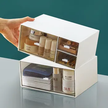 Настольная коробка для хранения выдвижных ящиков акриловая косметическая полка коробка для сортировки офисной мелочи