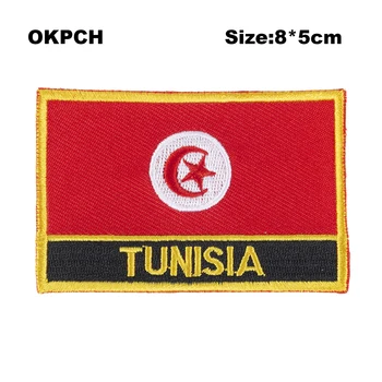 Нашивки с вышивкой флага Туниса, наклеенные утюгом на пилу, наклеенные переводными нашивками, Швейные аппликации для одежды в доме и саду