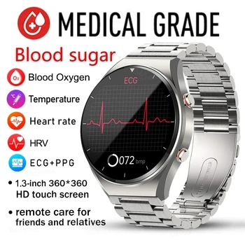 Неинвазивные Смарт-Часы для измерения уровня сахара в крови, Мужские ЭКГ + PPG, Точные Часы для Измерения Температуры тела, Пульсометр, Умные Часы, HRV, Часы для измерения артериального давления
