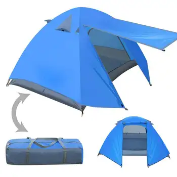 Палатка для альпинизма на 1-2 человека, Двухслойный Водонепроницаемый Кемпинг, Пеший туризм на открытом воздухе-синий