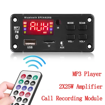 Плата MP3-Декодера 50 Вт Усилитель Bluetooth 5,0 Автомобильный MP3-плеер Handfrees Модуль Записи Звонков FM-Радио Поддержка TF USB AUX