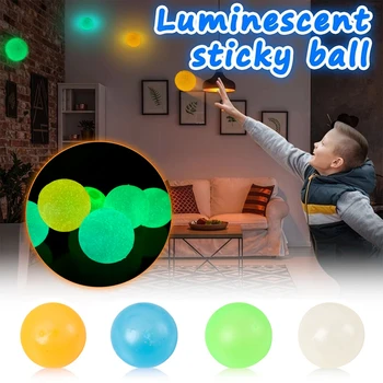 Светящиеся шарики с высоким отскоком, светящийся шарик для снятия стресса, украшение для вечеринки на липкой стене, детский подарок, игрушка для беспокойства, светящаяся в темноте
