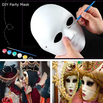 Сделай сам Белая маска из бумаги, Раскрашиваемая Бумажная маска с животными, украшения для театра, Хэллоуина, Маскарада, фестивалей, Косплея