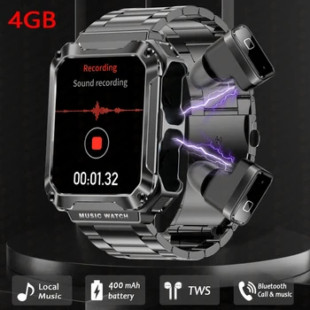 Смарт-часы 3 в 1, Беспроводная Гарнитура, 4 ГБ Памяти, 400 мАч, Аккумулятор, 1,96 Дюймовый Сенсорный экран, Bluetooth-вызов, Умные Часы Для Мужчин И Женщин