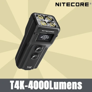 Фонарик-брелок NITECORE T4K 4000 люмен, перезаряжаемый через USB, с 4 светодиодами CREE XP-L2 V7, встроенным аккумулятором, супер яркий свет