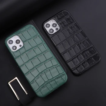 Черный Чехол для телефона из крокодиловой кожи с текстурой Крокодила для iPhone 11 12 13 14 Pro Max Mini 7 8 Plus X XR XS SE, Роскошный Противоударный чехол