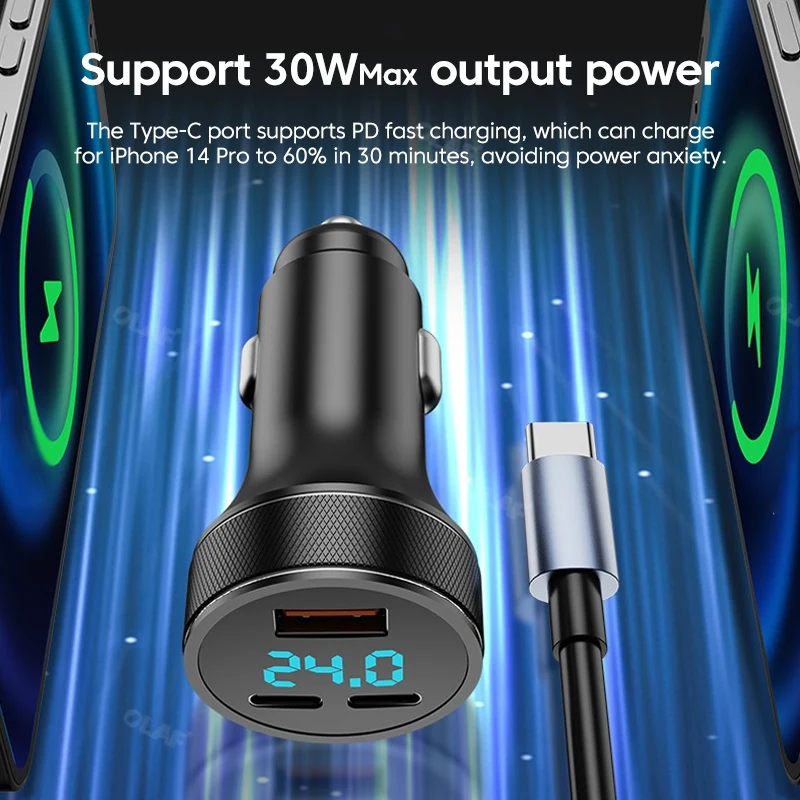 Автомобильное зарядное устройство Elough Быстрая Зарядка QC3.0 PD USB C Автомобильное зарядное устройство для телефона Type C Адаптер в Автомобиль Для Iphone Samsung Huawei Xiaomi