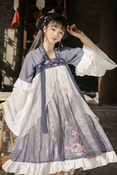 2023 Осеннее Улучшенное Короткое платье Hanfu в Китайском стиле для Женщин, Милый Наряд в стиле Лолиты, Принцесса Династии Тан, Косплей, Вечерние Костюмы