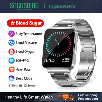 Hygieia-01s-Pro Неинвазивный Уровень сахара в крови ЭКГ + PPG Смарт-Часы Для Мужчин, Частота сердечных сокращений, Содержание кислорода в Крови, Здоровье, Температура тела, Умные Часы Для Женщин