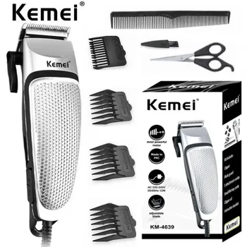 Kemei Проводная машинка для стрижки волос, мужская машинка для стрижки волос, электрический профессиональный Триммер, бытовая малошумная машинка для стрижки бороды, инструмент личной гигиены