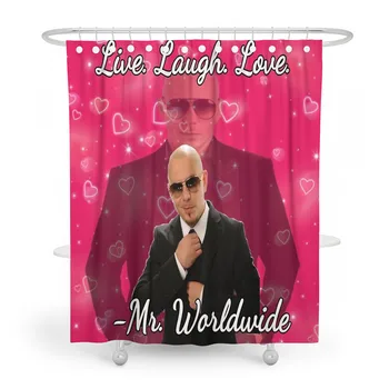 Mr Worldwide Says to Live Laugh Love Комплект штор для душа с люверсами и крючками для декора ванной комнаты